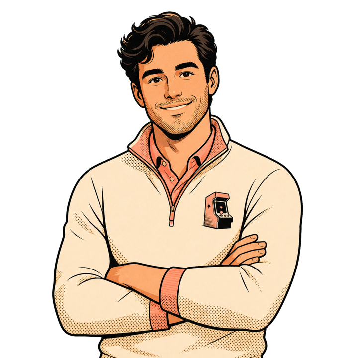 Illustrated Founder and CEO wearing Skills Arcade™ apparel