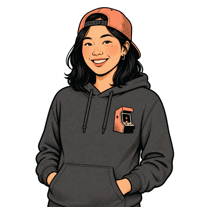 Illustrated Learning Design Director wearing Skills Arcade™ apparel